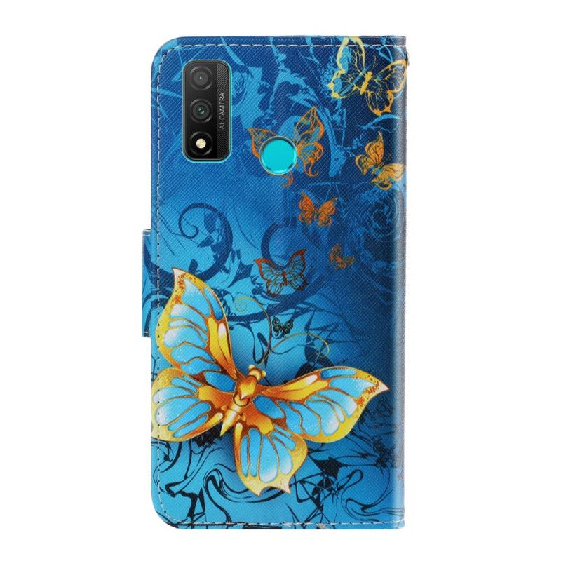 Läderskal Huawei P Smart 2020 Svart Fjärilsvariationer Med Rem