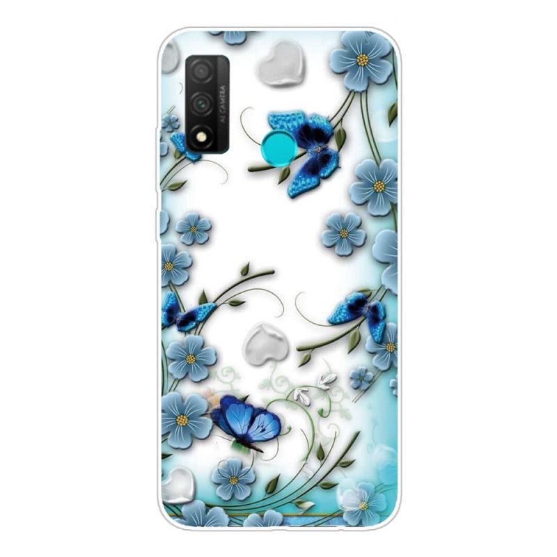 Skal för Huawei P Smart 2020 Genomskinliga Retro Fjärilar Och Blommor