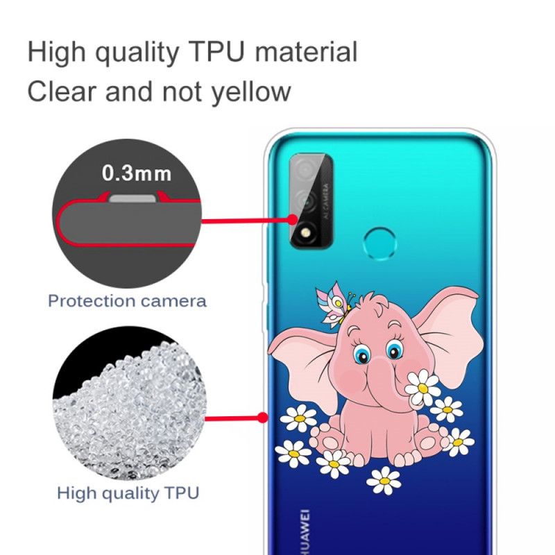 Skal för Huawei P Smart 2020 Transparent Rosa Elefant