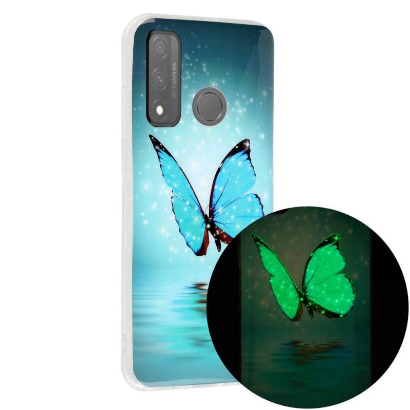 Skal Huawei P Smart 2020 Fluorescerande Blå Fjäril