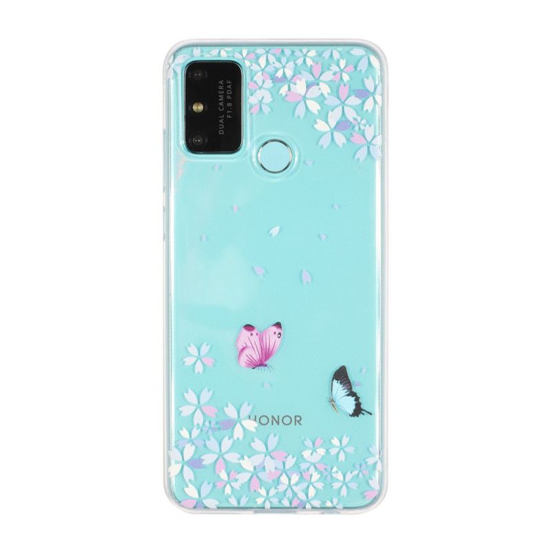 Skal Huawei P Smart 2020 Genomskinliga Fjärilar Och Blommor