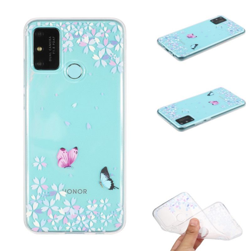 Skal Huawei P Smart 2020 Genomskinliga Fjärilar Och Blommor