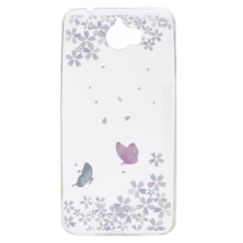 Skal Huawei Y6 2017 Genomskinliga Fjärilar Och Blommor