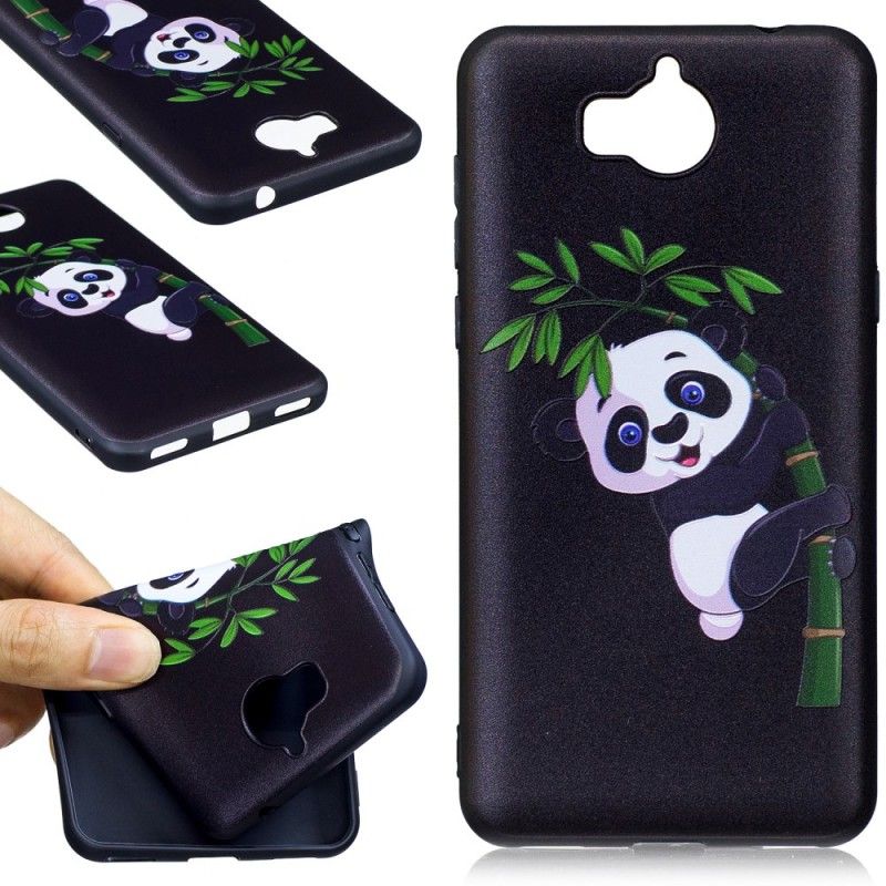 Skal Huawei Y6 2017 Präglad Panda På Bambu