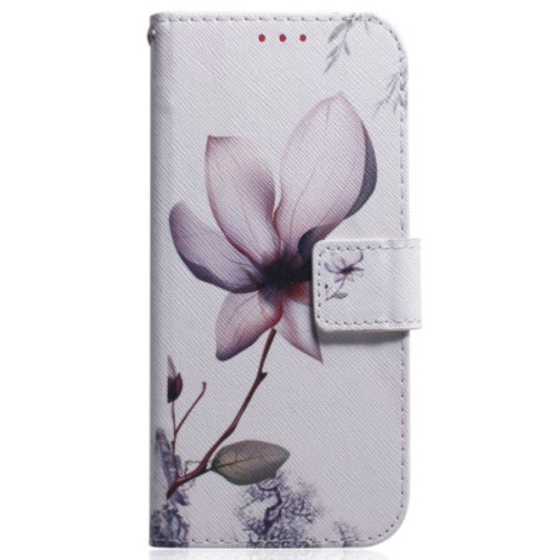 Läderfodral Xiaomi 14t Telefonfodral Rosa Blomma