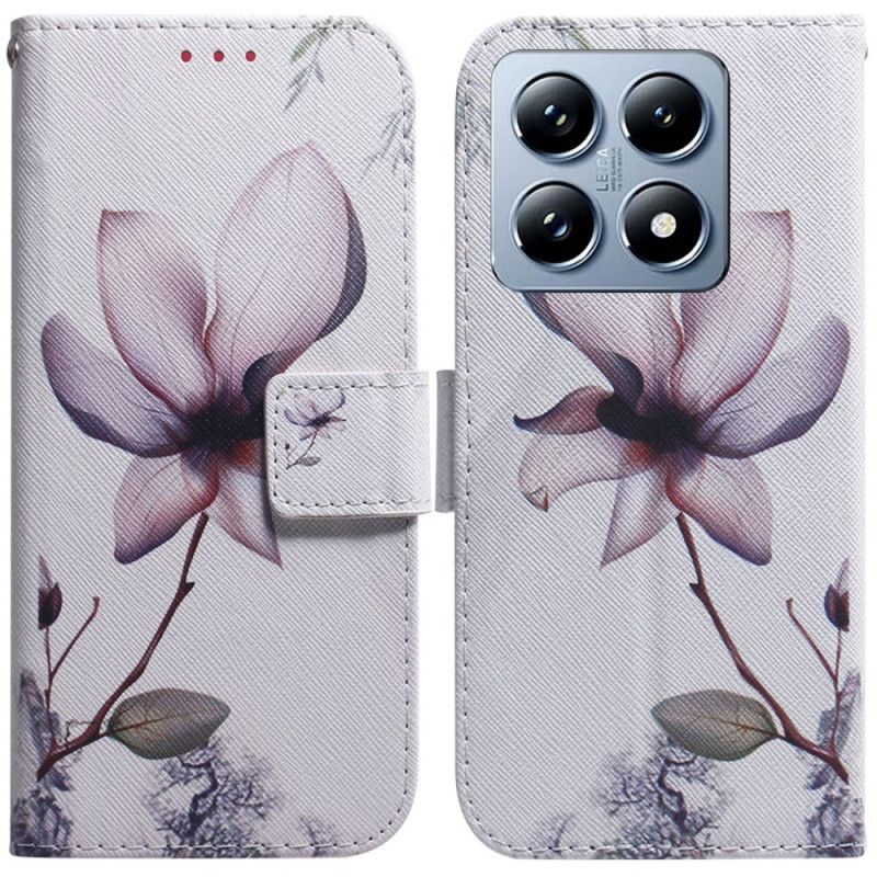 Läderfodral Xiaomi 14t Telefonfodral Rosa Blomma