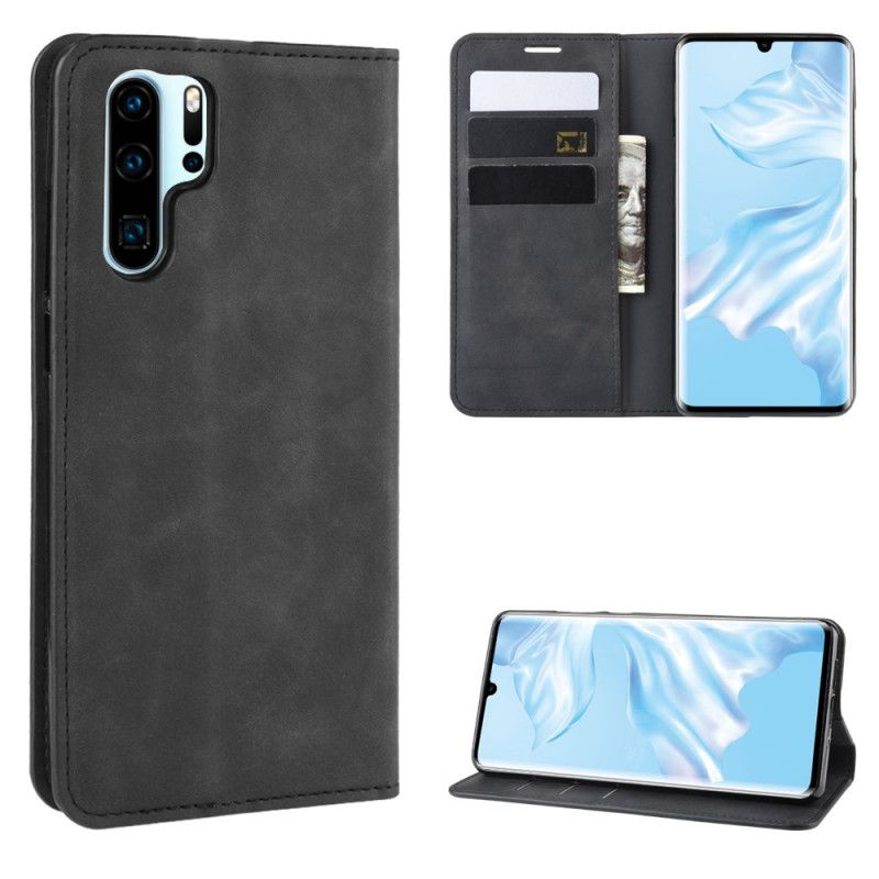 Folio-fodral Huawei P30 Pro Svart Mobilskal Elegant Lädereffekt