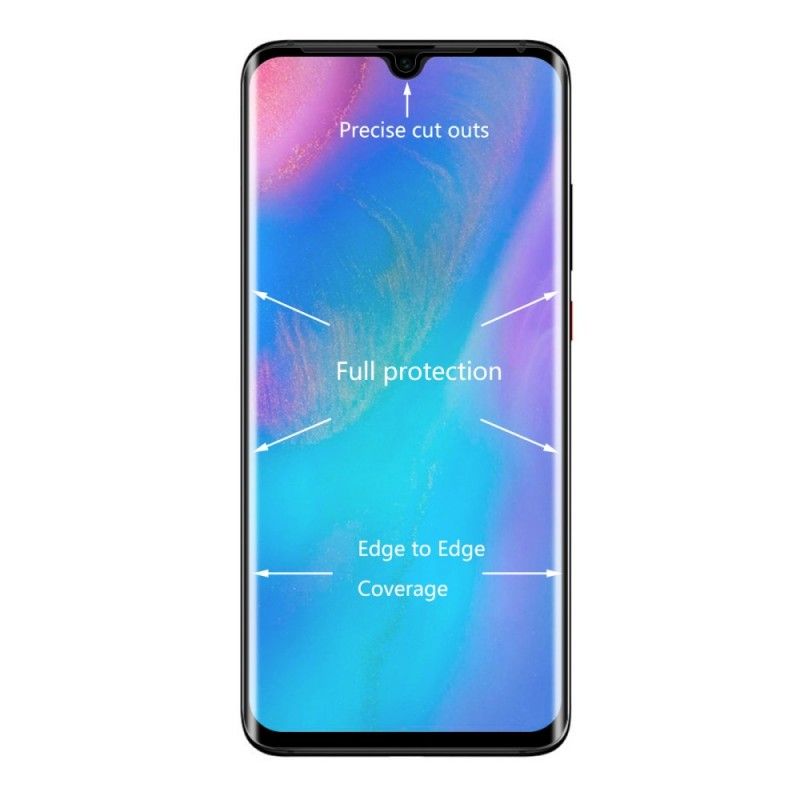 Härdat Glas Skydd Huawei P30 Pro Svart Hatt Prins