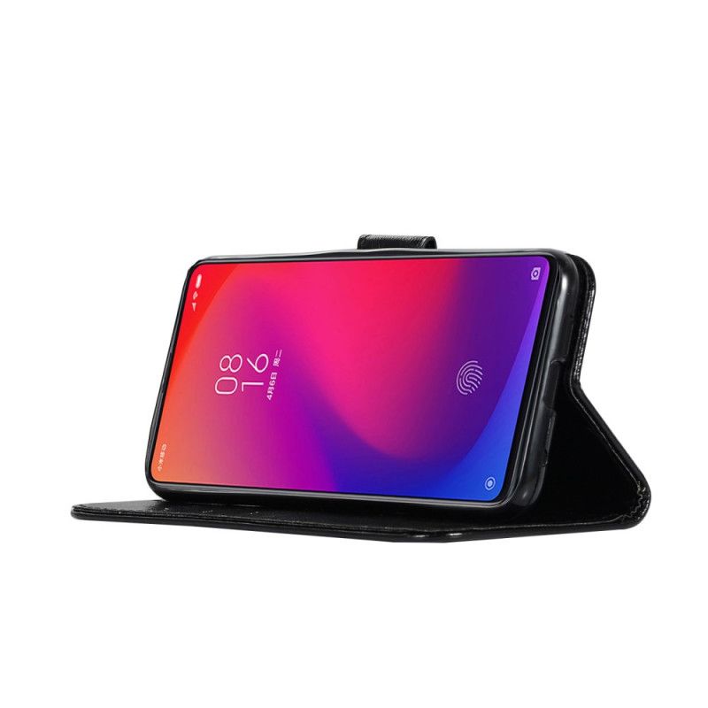 Fodral Xiaomi Mi 9T / Mi 9T Pro Svart Vintage Lädereffekt Med Rem