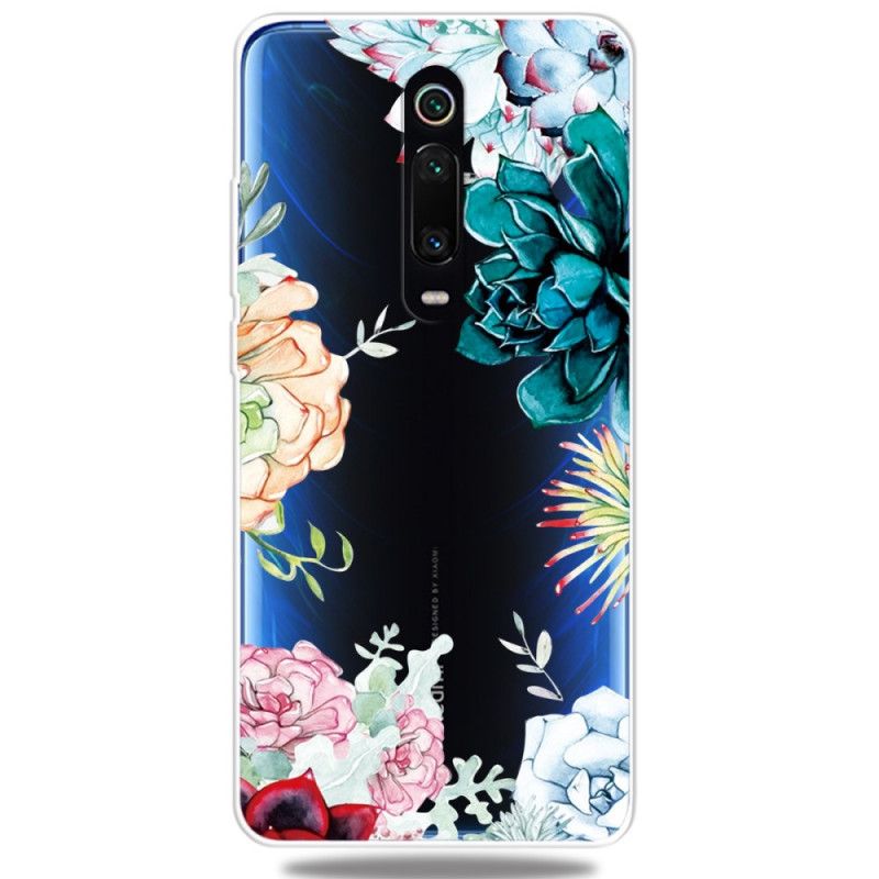 Skal Xiaomi Mi 9T / Mi 9T Pro Genomskinliga Akvarellblommor