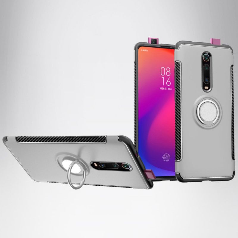 Skal Xiaomi Mi 9T / Mi 9T Pro Svart Kolfiber Magnetisk Ring