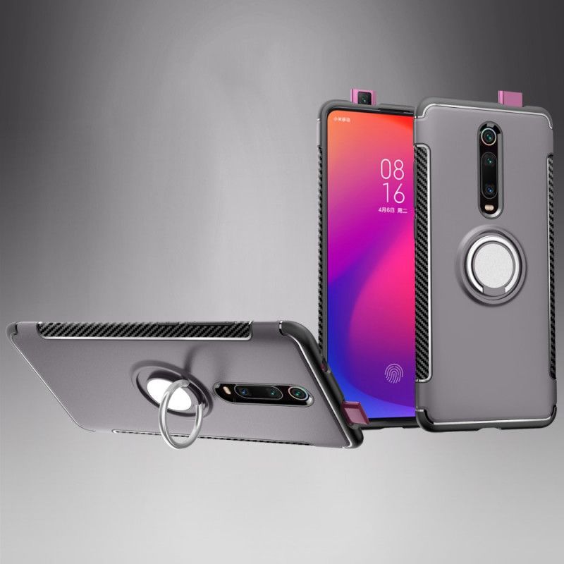 Skal Xiaomi Mi 9T / Mi 9T Pro Svart Kolfiber Magnetisk Ring