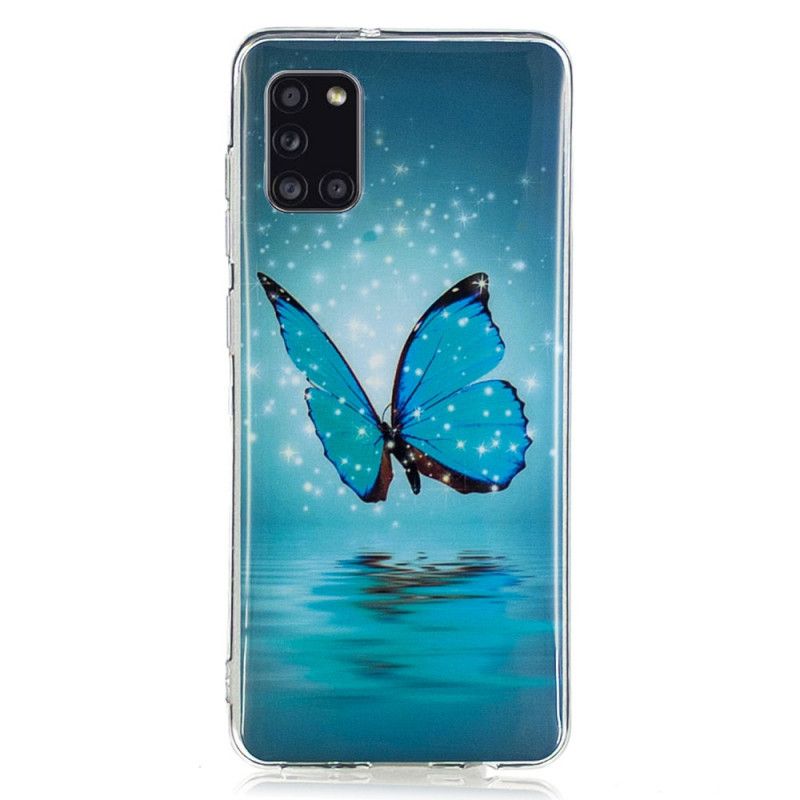 Skal Samsung Galaxy A31 Mobilskal Fluorescerande Blå Fjäril