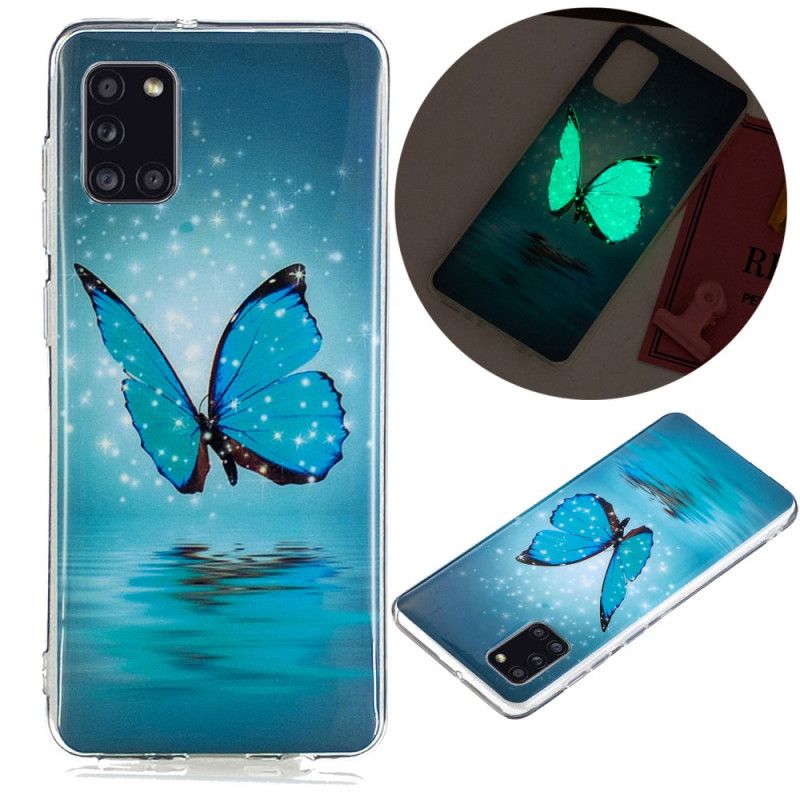 Skal Samsung Galaxy A31 Mobilskal Fluorescerande Blå Fjäril