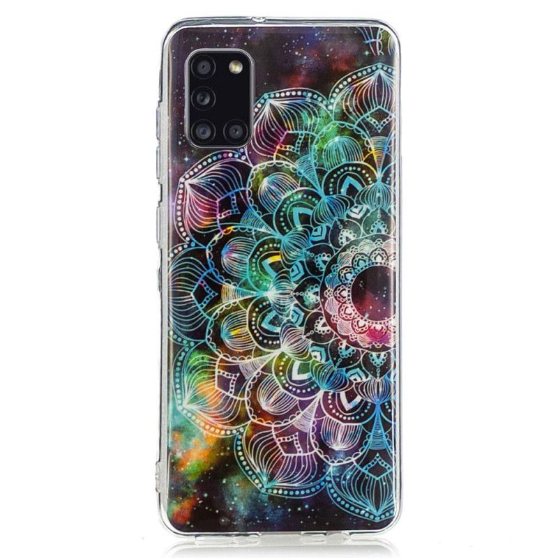 Skal Samsung Galaxy A31 Svart Mobilskal Fluorescerande Blommaserie