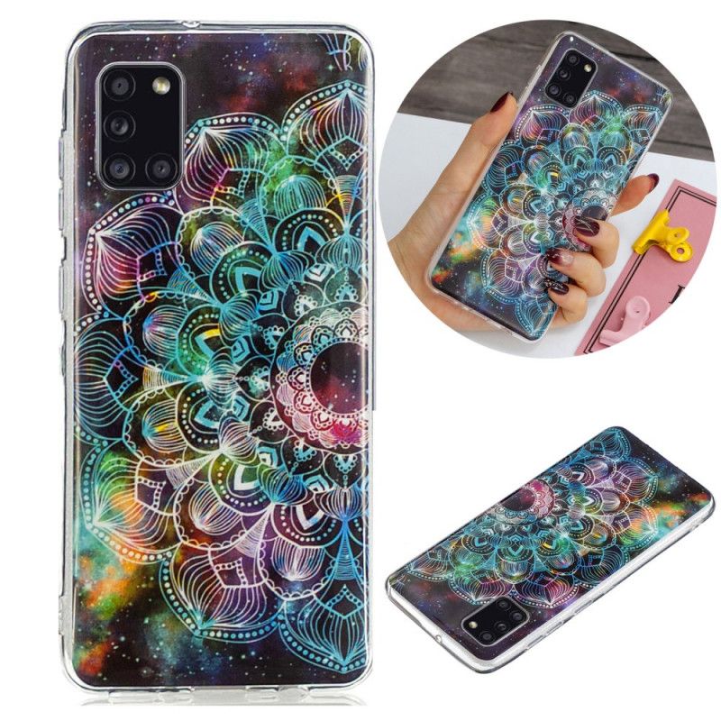 Skal Samsung Galaxy A31 Svart Mobilskal Fluorescerande Blommaserie