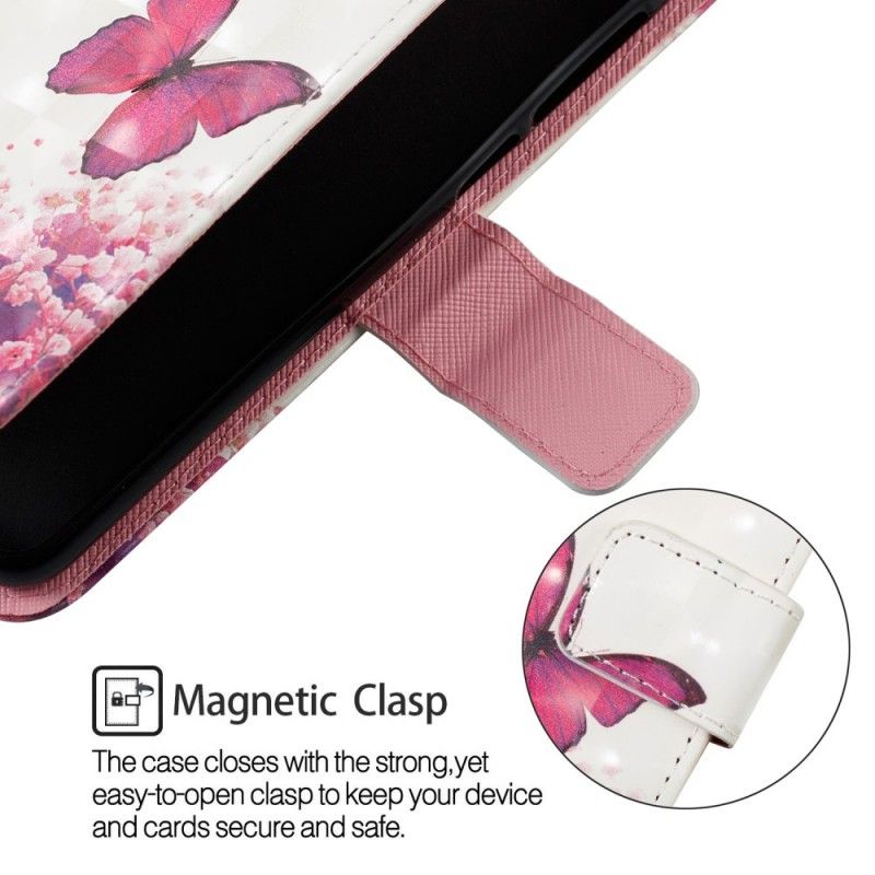 Läderfodral Samsung Galaxy A6 Mobilskal 3D Röda Fjärilar