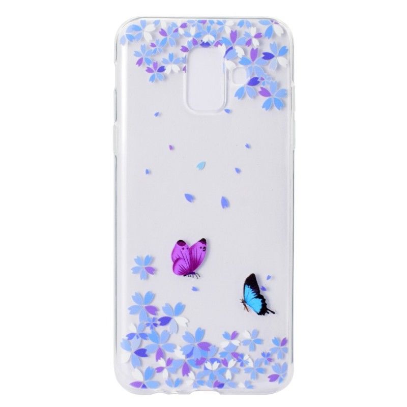 Skal för Samsung Galaxy A6 Genomskinliga Fjärilar Och Blommor