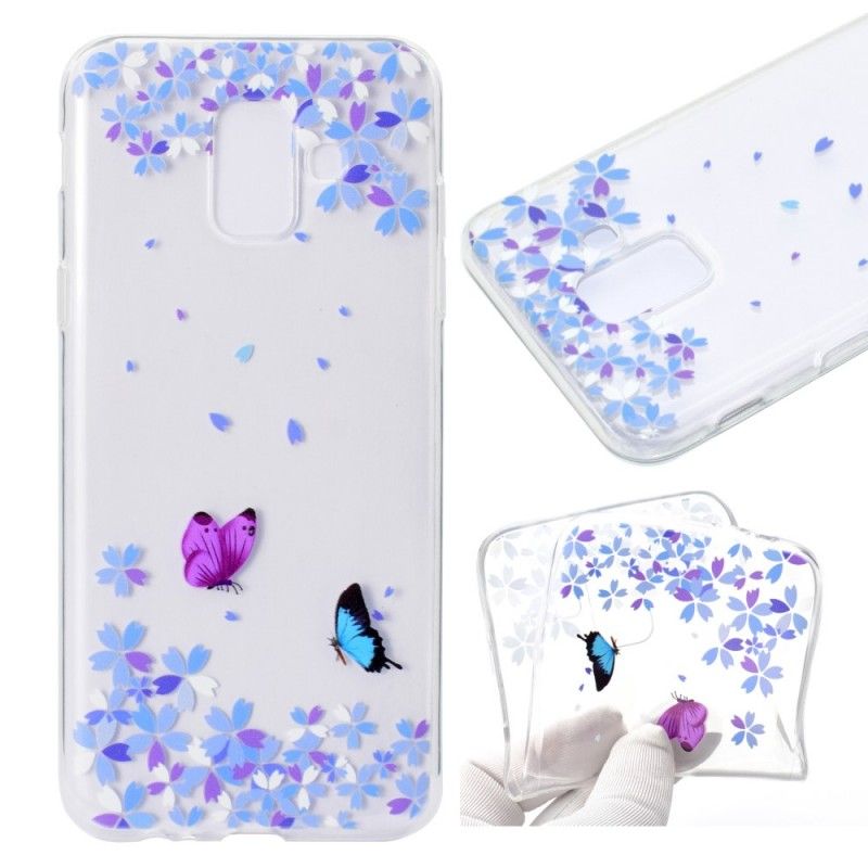 Skal för Samsung Galaxy A6 Genomskinliga Fjärilar Och Blommor