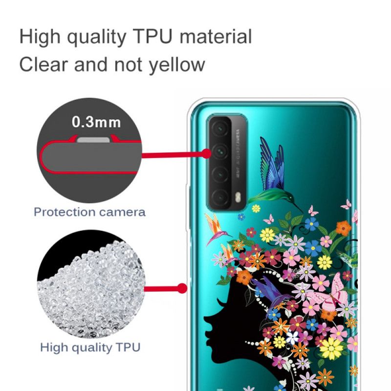 Skal för Huawei P Smart 2021 Transparent Blommflicka