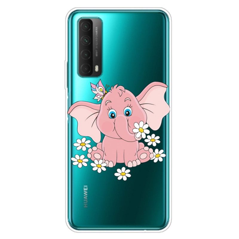 Skal för Huawei P Smart 2021 Transparent Rosa Elefant