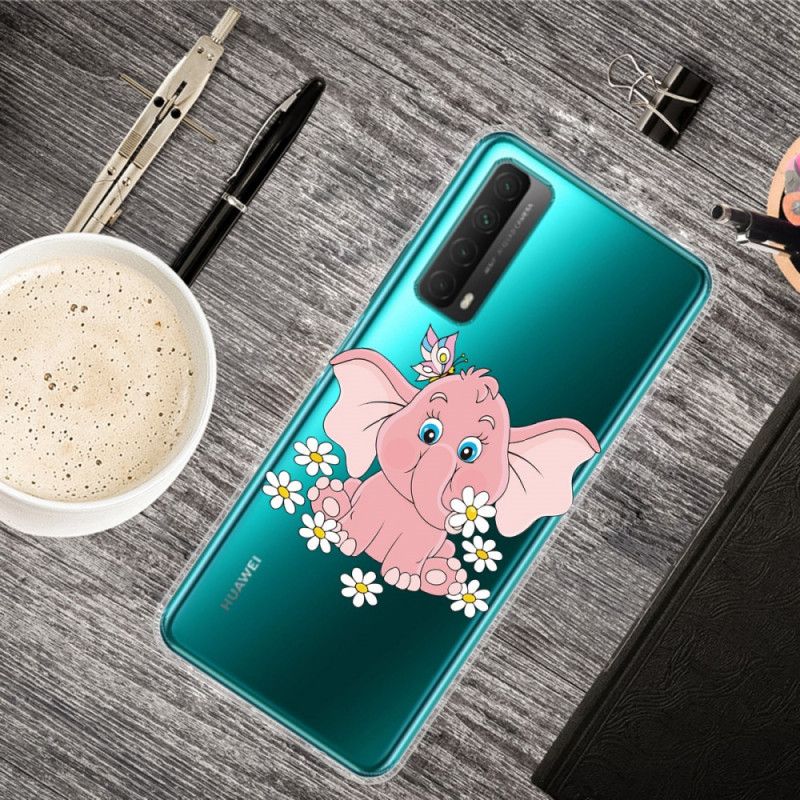 Skal för Huawei P Smart 2021 Transparent Rosa Elefant