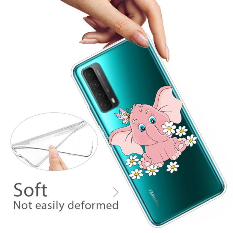 Skal för Huawei P Smart 2021 Transparent Rosa Elefant