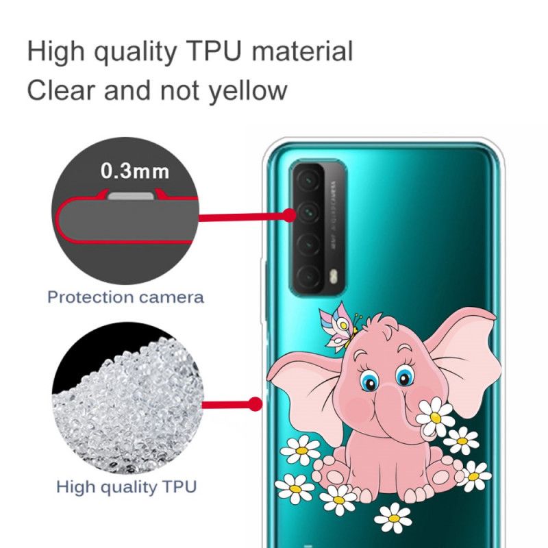 Skal för Huawei P Smart 2021 Transparent Rosa Elefant