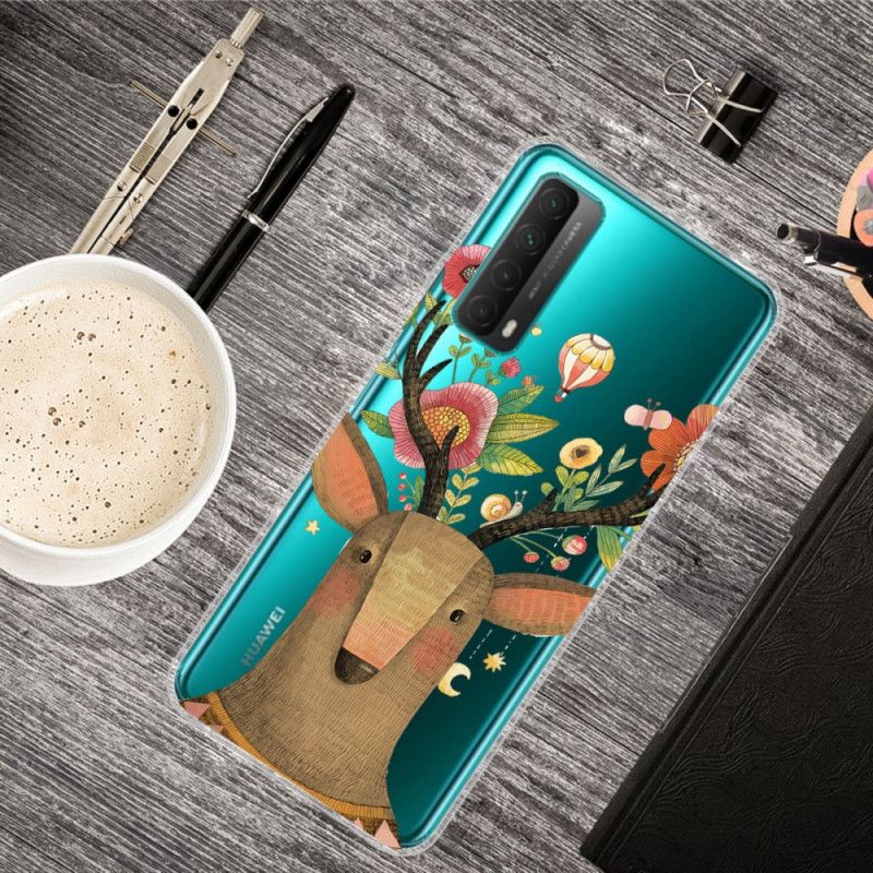 Skal Huawei P Smart 2021 Genomskinligt Blommat Rådjur