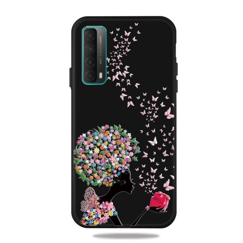 Skal Huawei P Smart 2021 Kvinna Med Blommigt Huvud