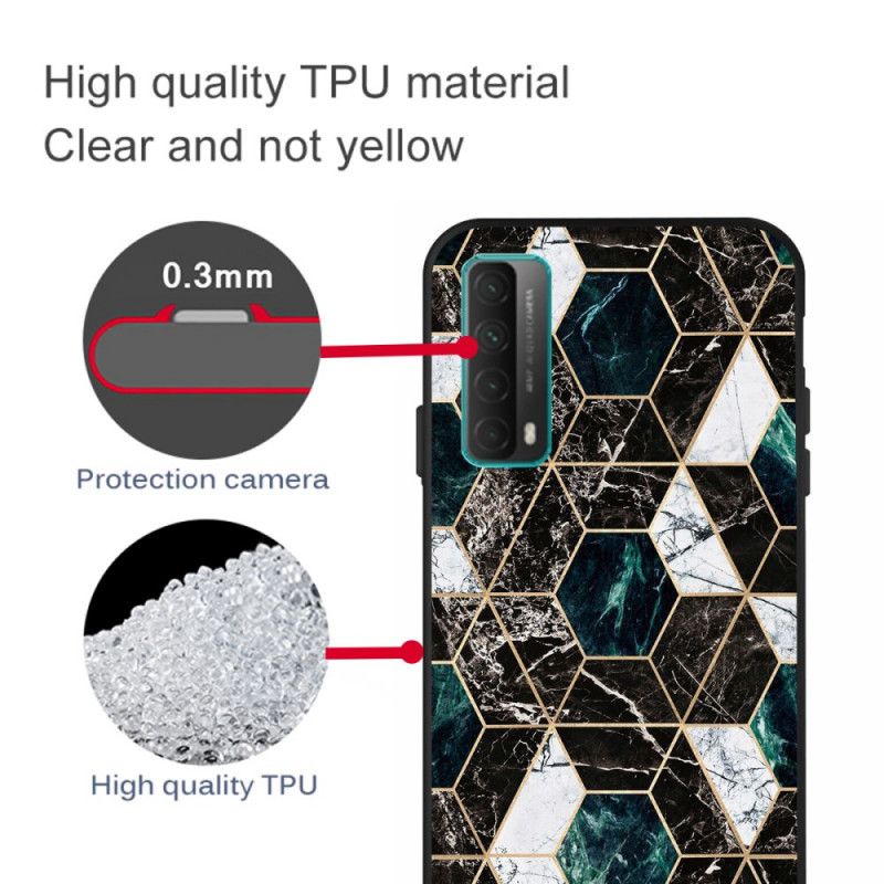 Skal Huawei P Smart 2021 Svart Marmor I Mörk Geometri