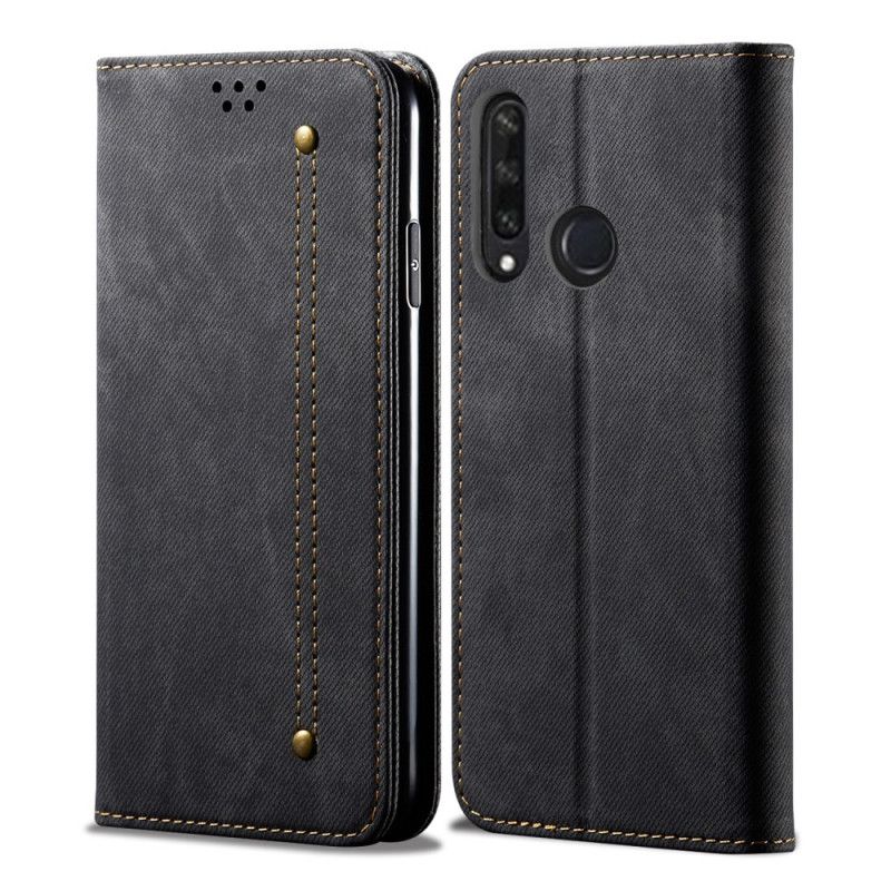 Folio-fodral Huawei Y6p Svart Jeans I Imiterat Läder