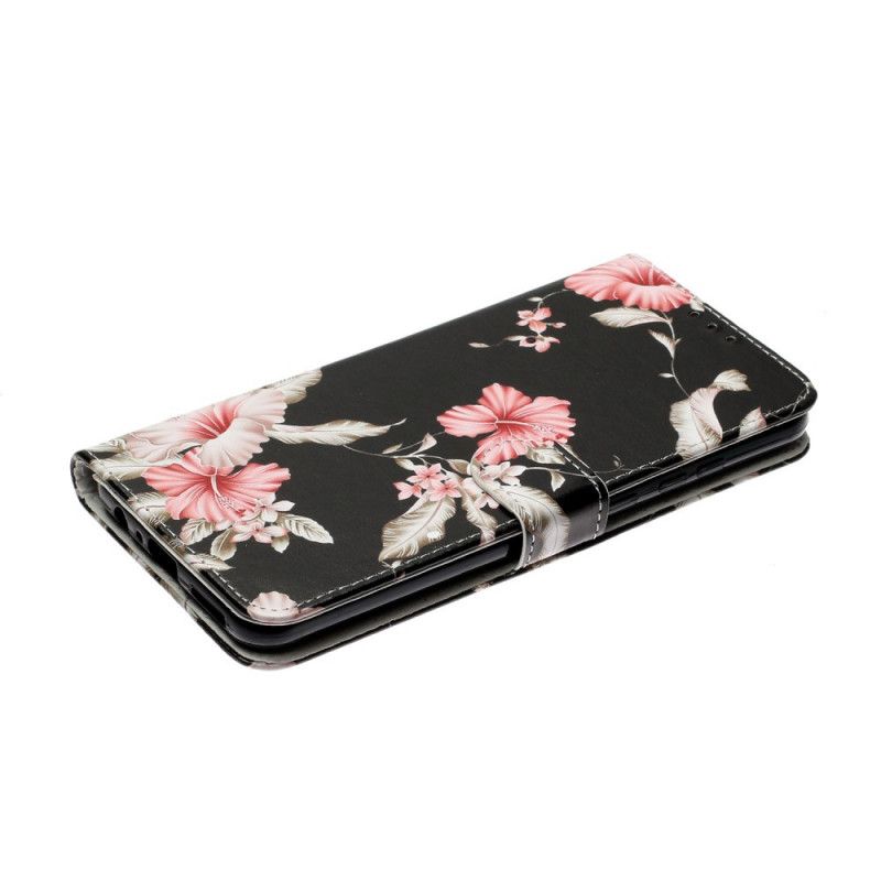 Folio-fodral Huawei Y6p Svart Mobilskal Myriad Av Blommor