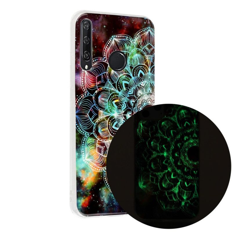 Skal för Huawei Y6p Svart Fluorescerande Blommaserie