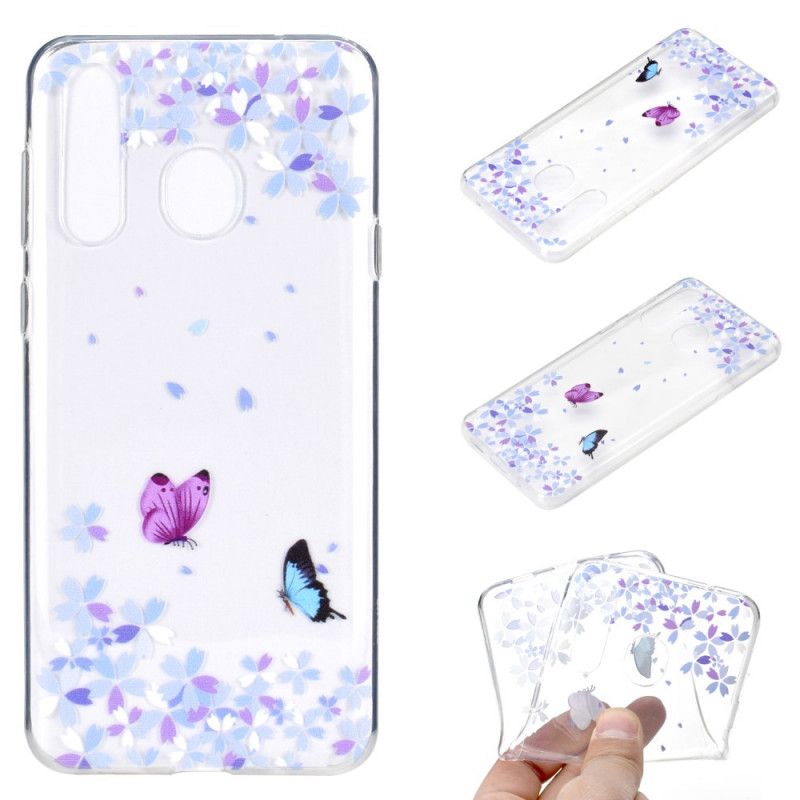 Skal Huawei Y6p Genomskinliga Fjärilar Och Blommor