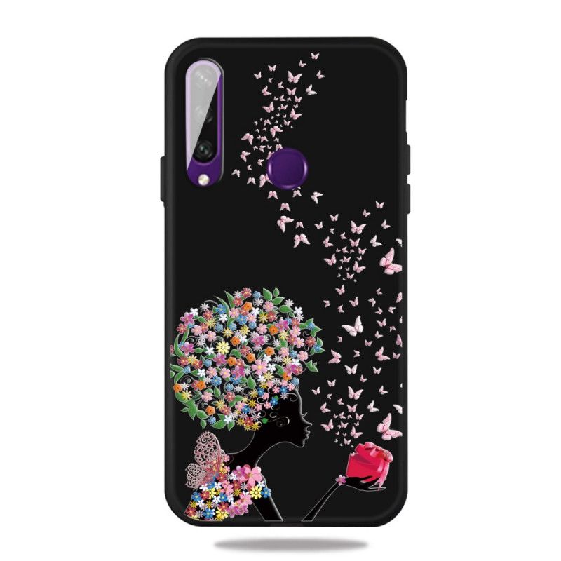 Skal Huawei Y6p Kvinna Med Blommigt Huvud