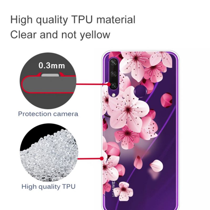 Skal Huawei Y6p Magenta Mobilskal Premium Blommigt