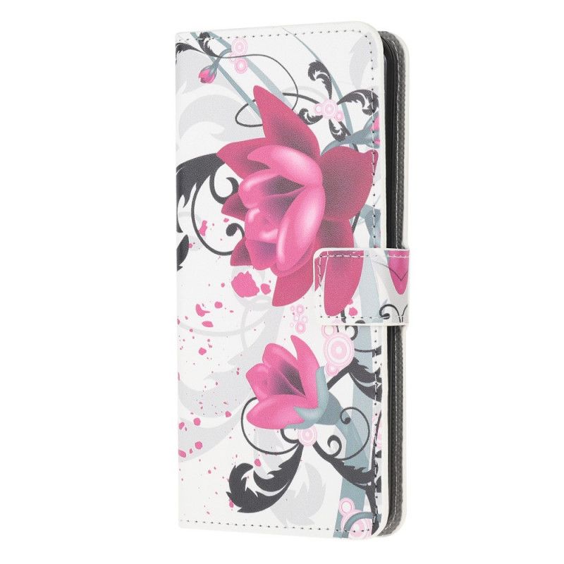 Fodral Samsung Galaxy Note 20 Magenta Tropiska Blommor