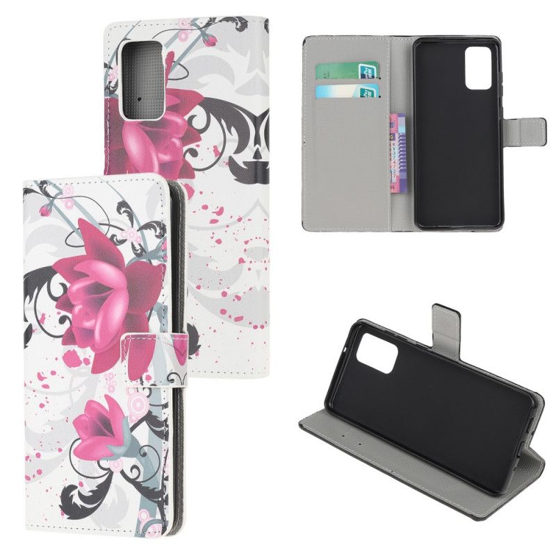 Fodral Samsung Galaxy Note 20 Magenta Tropiska Blommor