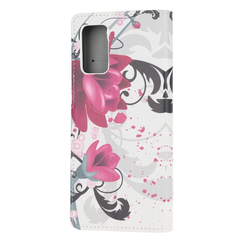 Fodral Samsung Galaxy Note 20 Magenta Tropiska Blommor