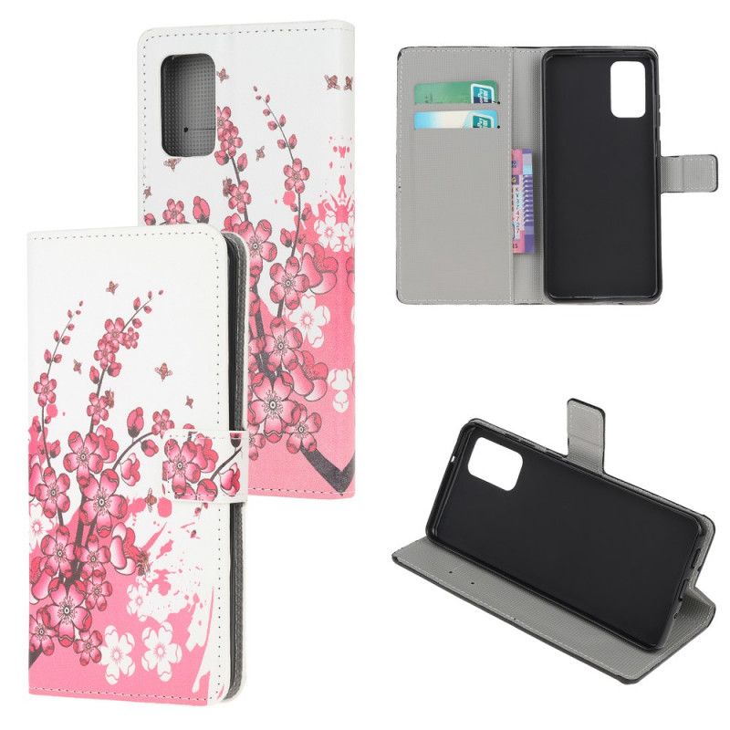 Fodral Samsung Galaxy Note 20 Magenta Tropiska Blommor