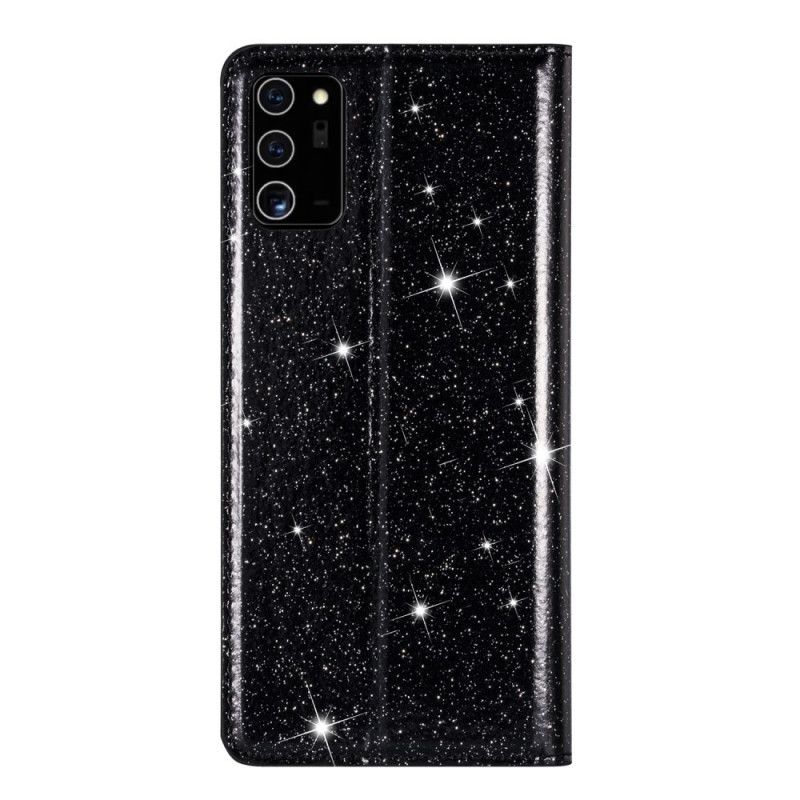 Folio-fodral för Samsung Galaxy Note 20 Svart Glitterstil