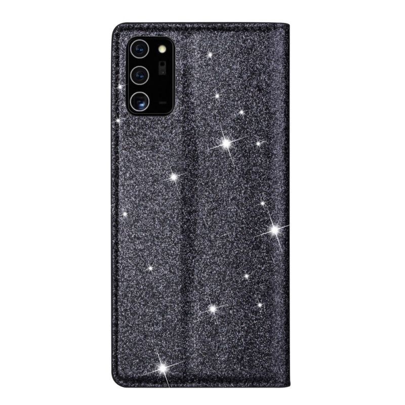 Folio-fodral för Samsung Galaxy Note 20 Svart Glitterstil