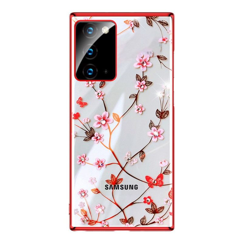 Skal Samsung Galaxy Note 20 Svart Suladablommor Och Metalleffekt