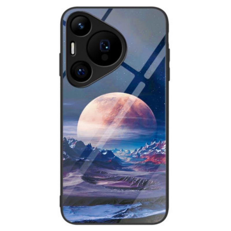 Skal Huawei Pura 70 Pro Telefonfodral Vit Planet Härdat Glas