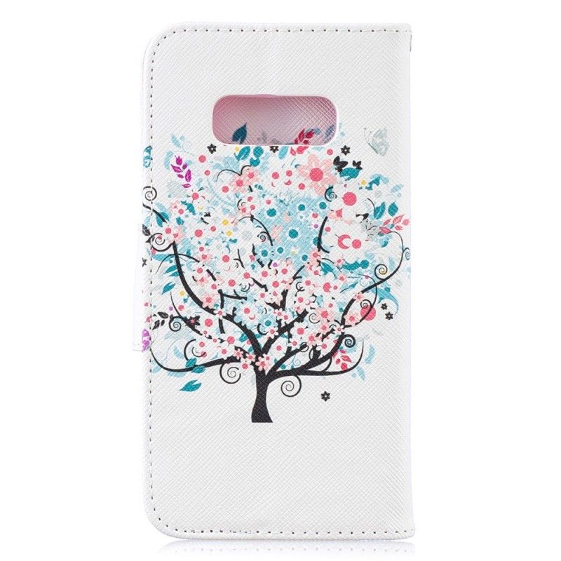 Läderfodral Samsung Galaxy S10e Mobilskal Blommat Träd