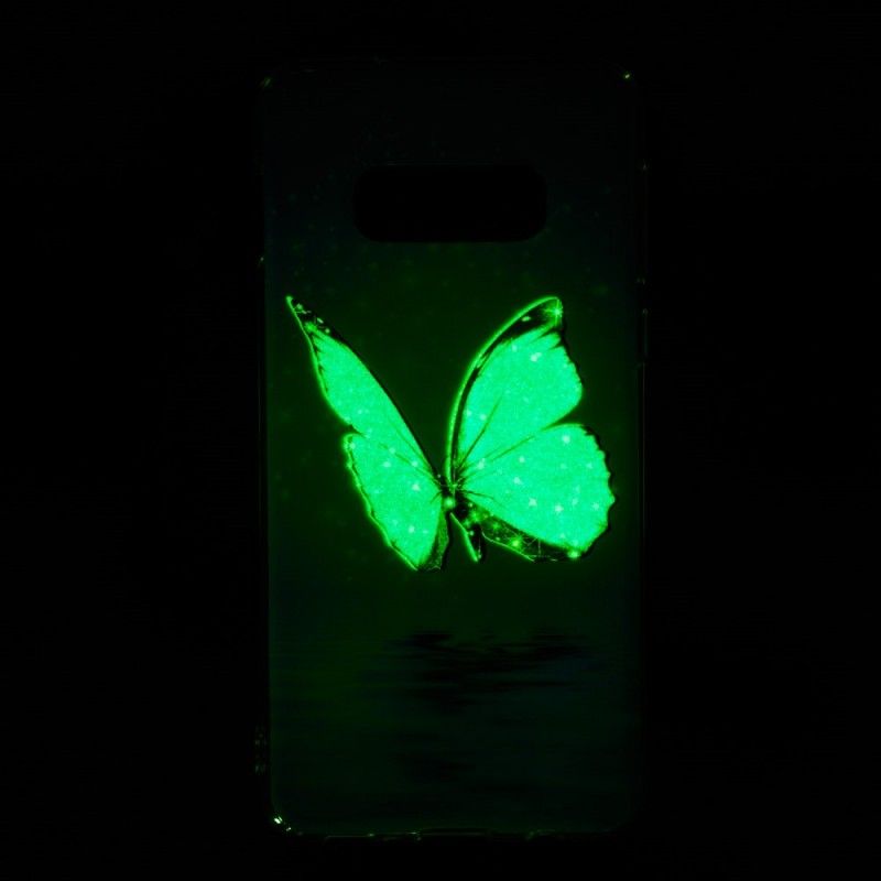 Skal för Samsung Galaxy S10e Fluorescerande Blå Fjäril