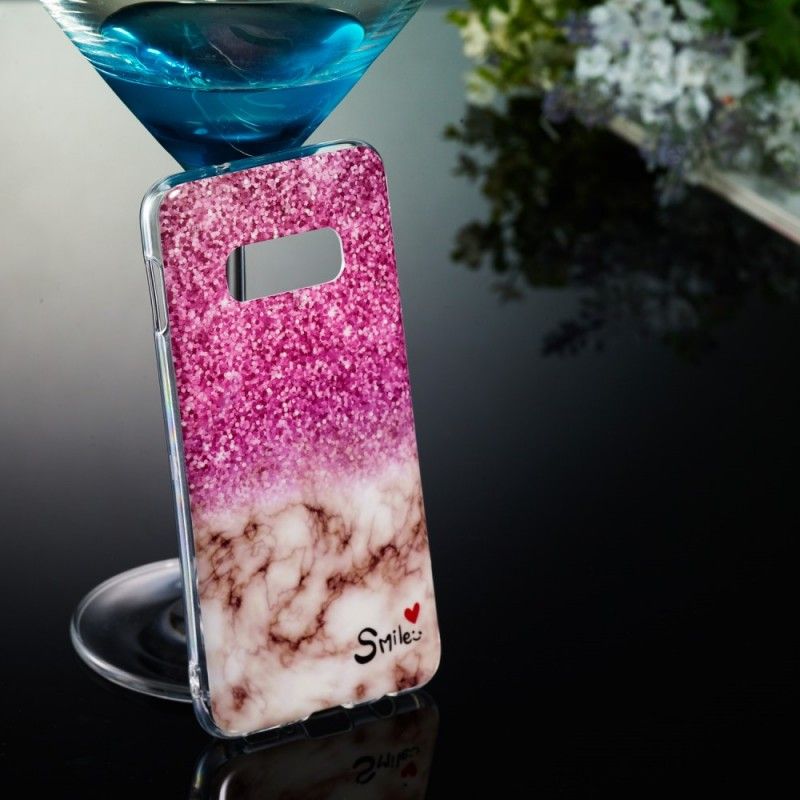 Skal Samsung Galaxy S10e Glitter Och Leende I Marmor