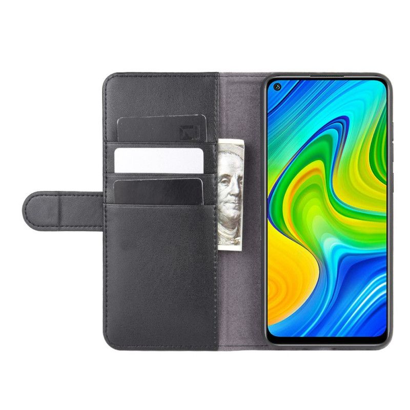 Läderskal Xiaomi Redmi Note 9 Svart Äkta Split Läder