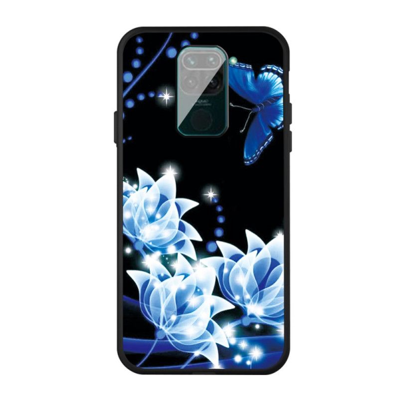 Skal Xiaomi Redmi Note 9 Fjäril Och Blå Blommor